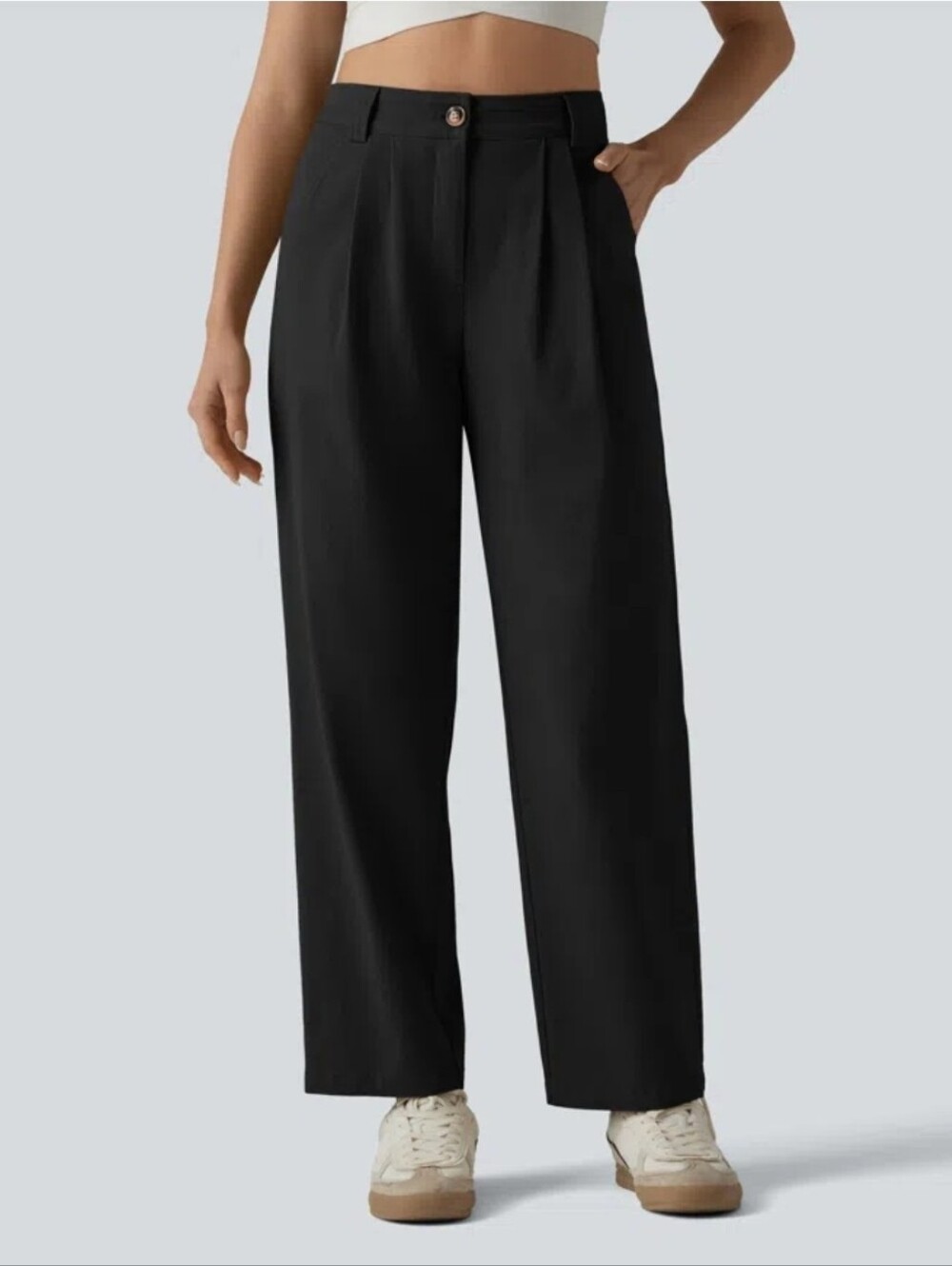 Halara High Waisted Straight Leg Casual Waffle Knit Chino Pants Large Petite